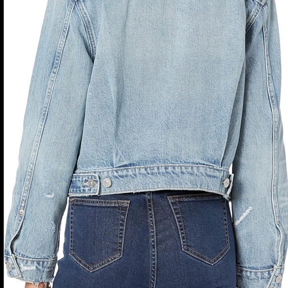 HUDSON Women's Cropped Trucker Jacket Large Icey Vintage - Picture 2 of 5